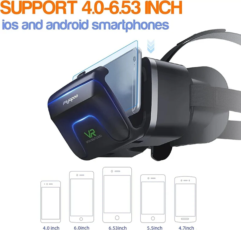 VR Brille 3D für Smartphone & PC – Leichtes VR Headset mit Linsen-/Pupillen-Distanzregler, abnehmbarem Komfortpolster, kompatibel mit Android & iOS