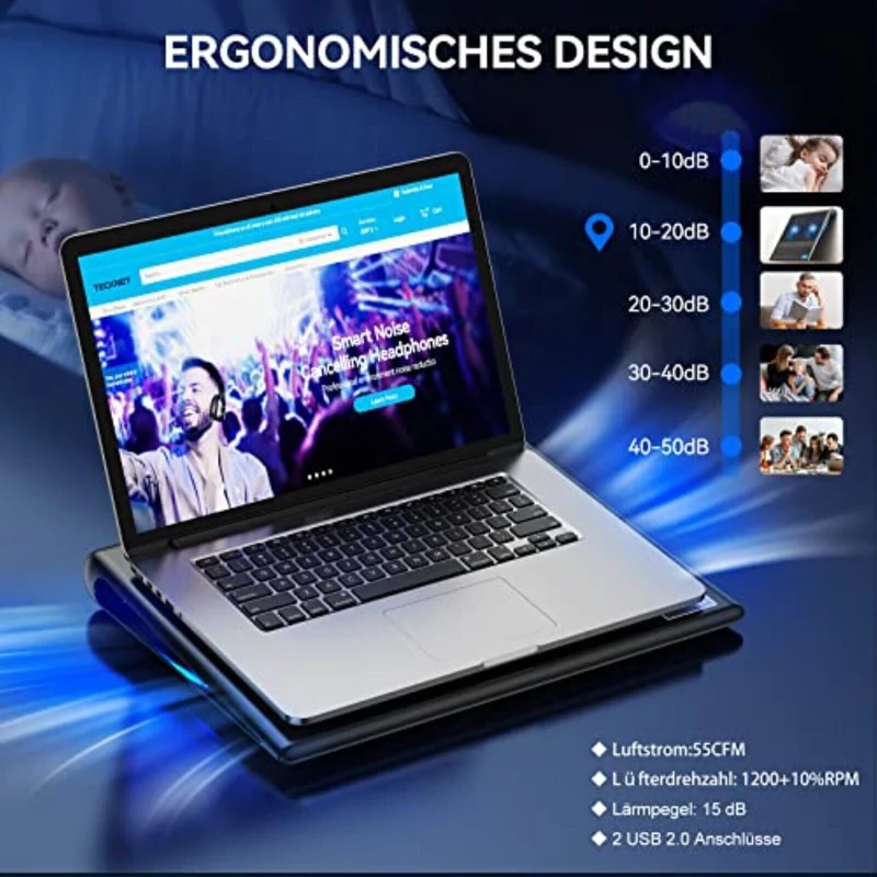 USB Kühler Playstation 4 Laptop Lüfter LED Beleuchtet | PS4 Pro Notebook Ständer
