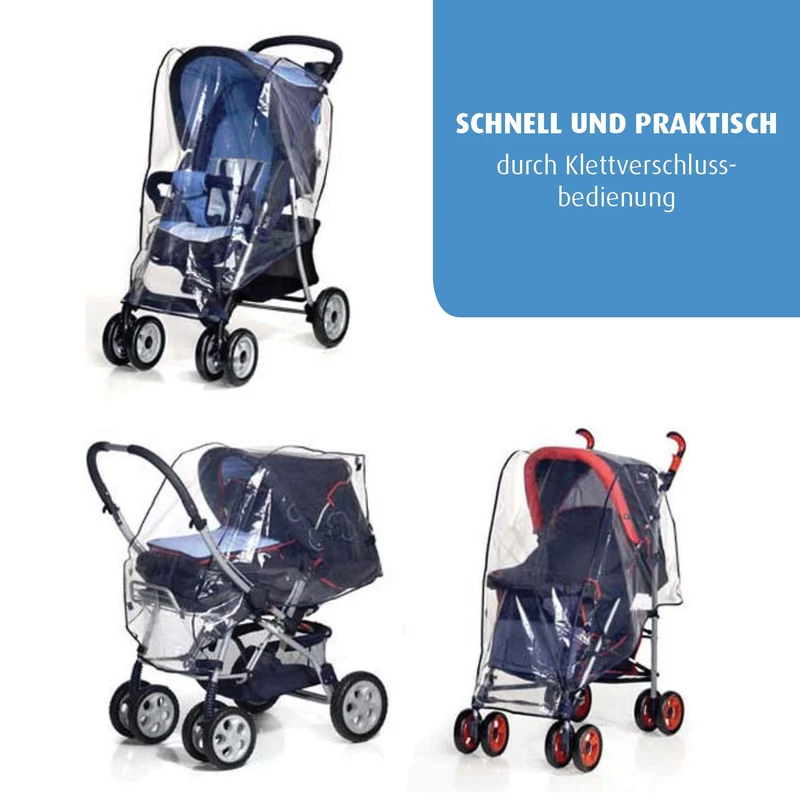 Reer RainCover Classic+ Universal-Regenschutz für Kinderwagen & Sportwagen mit Reißverschluss