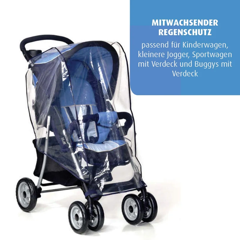 Reer RainCover Classic+ Universal-Regenschutz für Kinderwagen & Sportwagen mit Reißverschluss