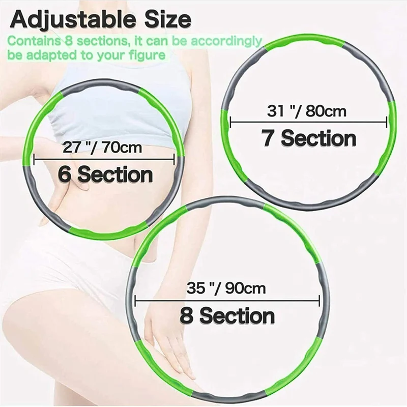 Hula Hoop, Springseil Reifen Bauchtrainer Fitness Schaumstoff 8-Teilig Massage