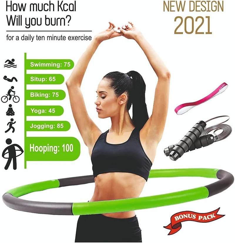 Hula Hoop, Springseil Reifen Bauchtrainer Fitness Schaumstoff 8-Teilig Massage
