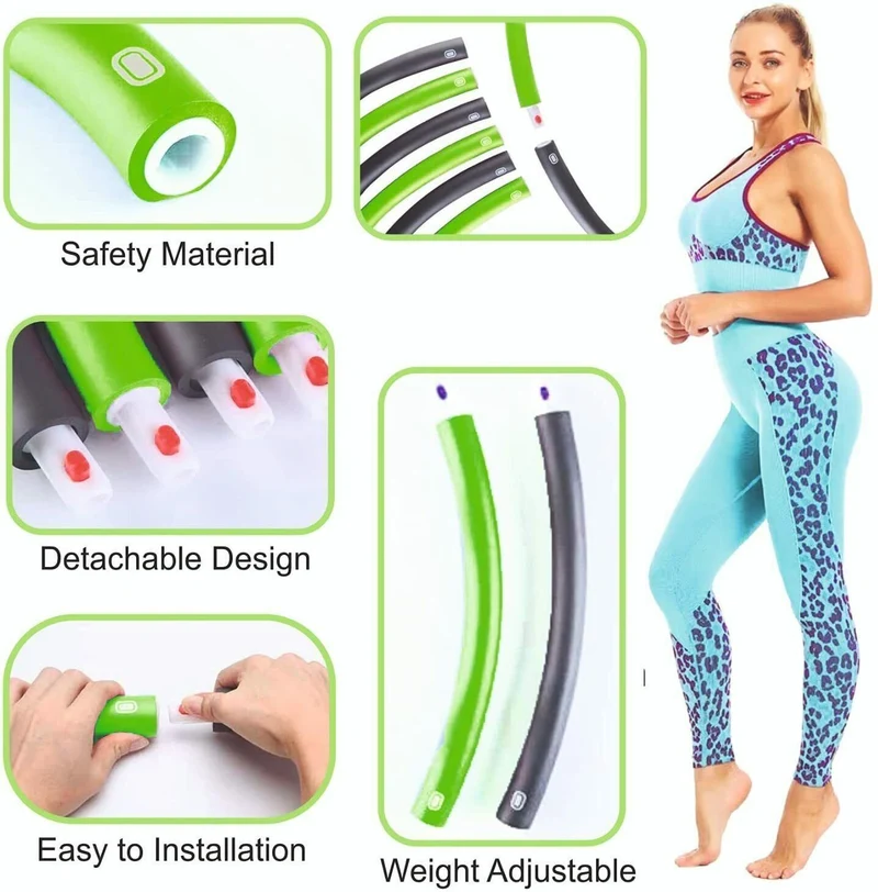 Hula Hoop, Springseil Reifen Bauchtrainer Fitness Schaumstoff 8-Teilig Massage