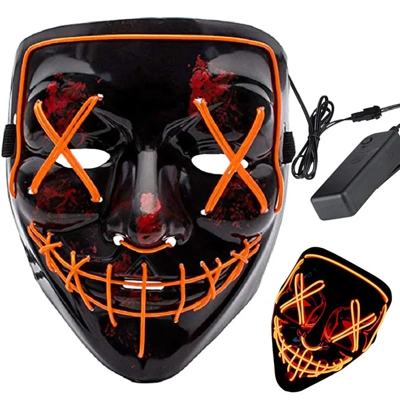 Halloween LED Purge Maske – Leuchtende Horror-Party Maske für Karneval, Cosplay & Festivals