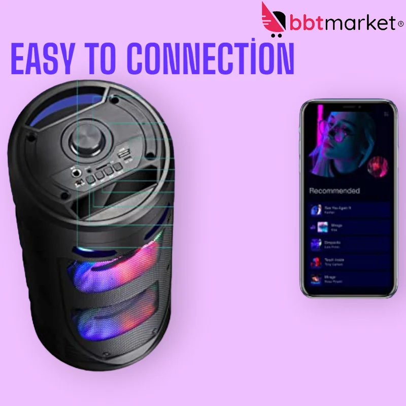 Tragbarer Bluetooth-Lautsprecher Mobiler DJ Party Bluetooth Lautsprecher LED