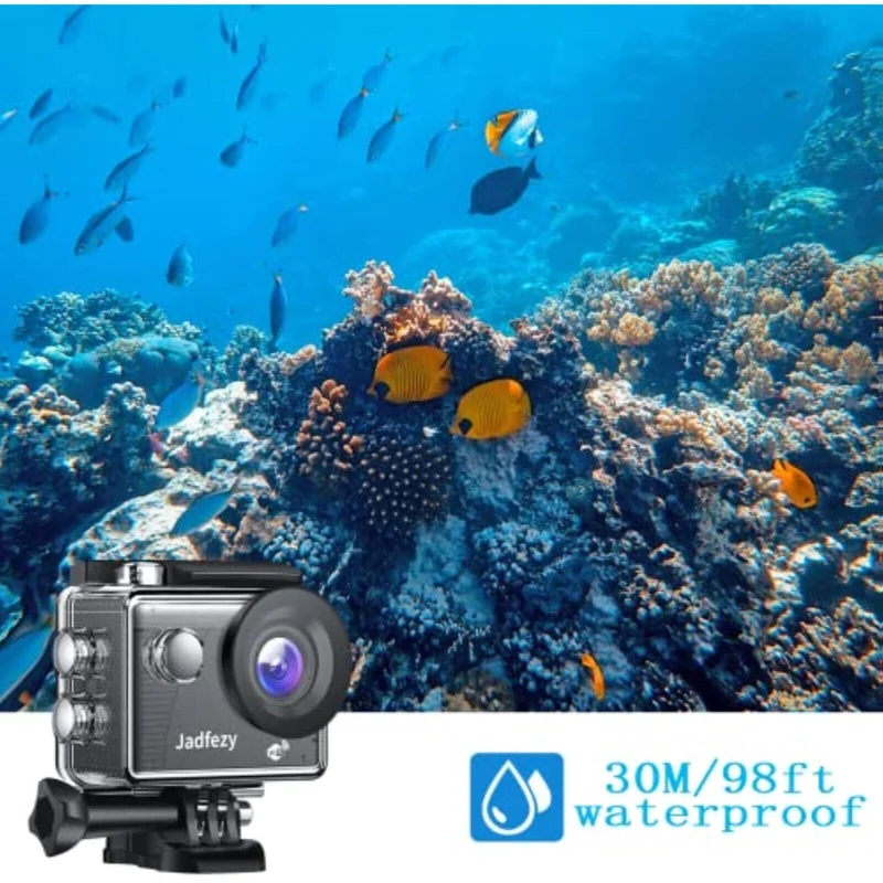 Jadfezy WiFi-1080P-Action-Cam, WLAN HD 30 fps Zwei 900 mAh wiederaufladbare