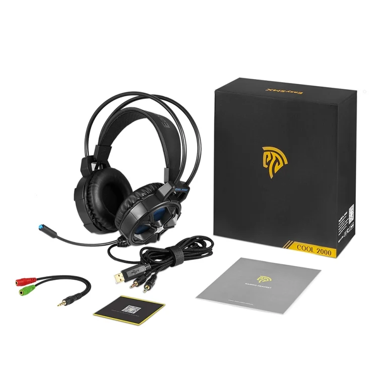Gaming Headset, 3,5mm Over-ear gaming Gamer Kopfhörer mit Mikrofon LED Blau neu