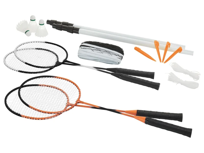 CRIVIT Badminton Set für 4 Personen inkl. Netz & Tasche – Outdoor Komplettset k15badm