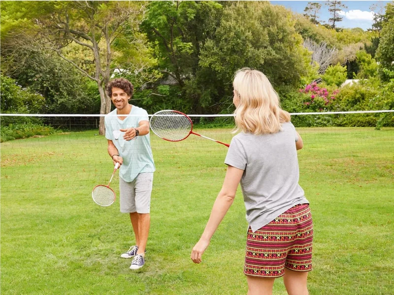 CRIVIT Badminton Set für 4 Personen inkl. Netz & Tasche – Outdoor Komplettset k15badm