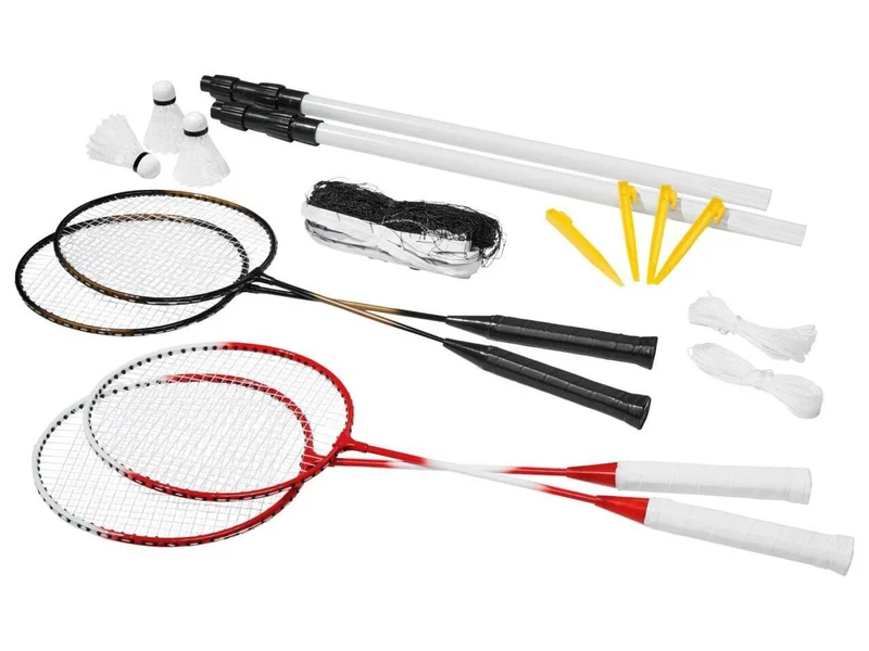 CRIVIT Badminton Set für 4 Personen inkl. Netz & Tasche – Outdoor Komplettset k15badm