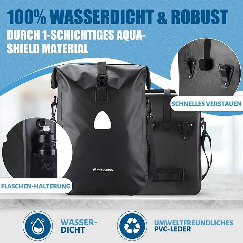 Fahrradtasche Wasserdicht Singel 18 Liter Draht Schwarz Fahrrad Tasche Bike Case