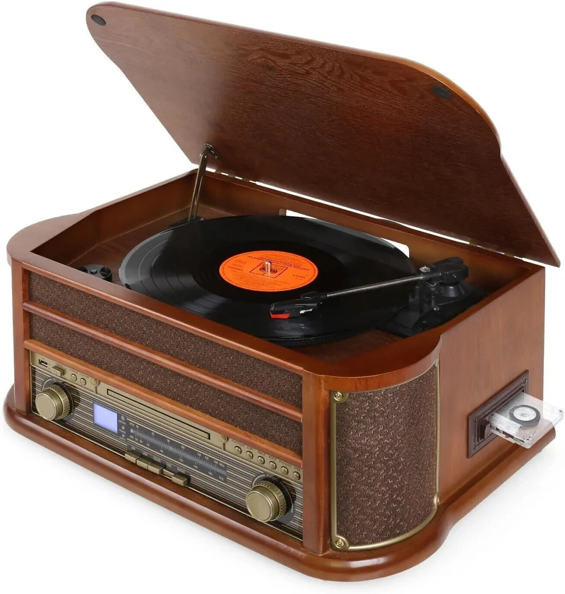 Bluetooth Plattenspieler Turntable mit Stereo-Lautsprecher Vinyl-zu-MP3-Aufnahme
