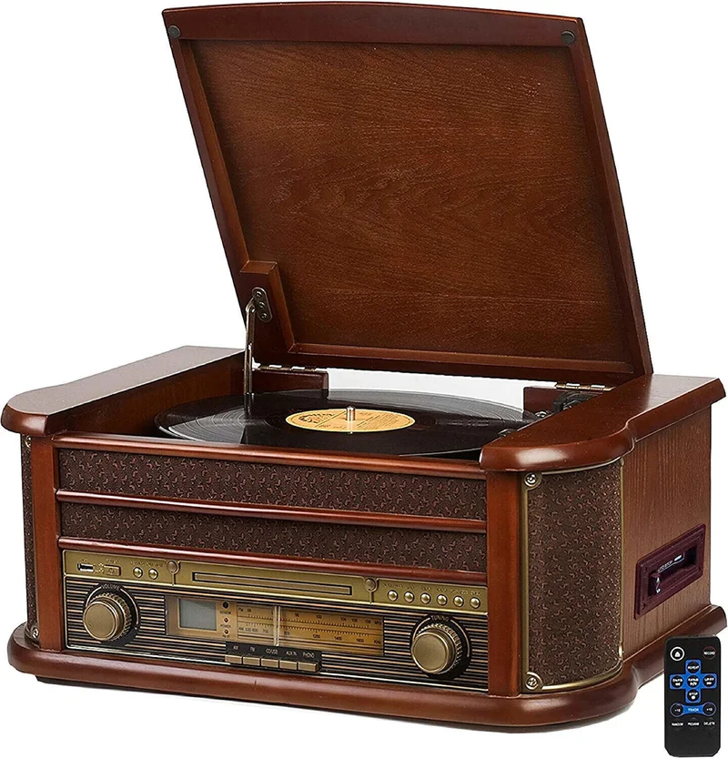Bluetooth Plattenspieler Turntable mit Stereo-Lautsprecher Vinyl-zu-MP3-Aufnahme