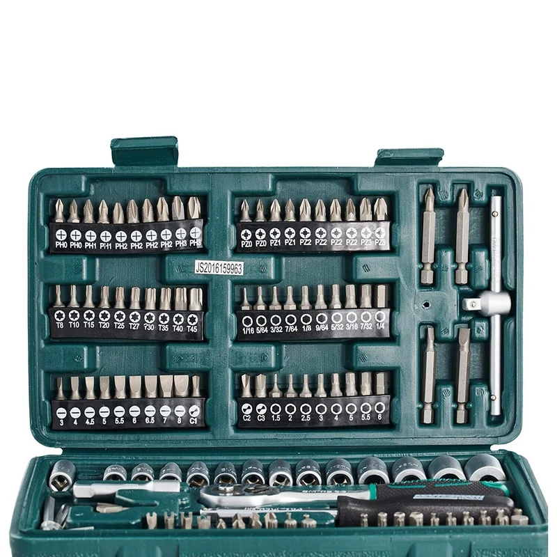 Brüder Mannesmann Steckschlüssel- & Bitsatz 130-teilig – Werkzeugkoffer mit Ratsche, Stecknüssen und 100 Bits