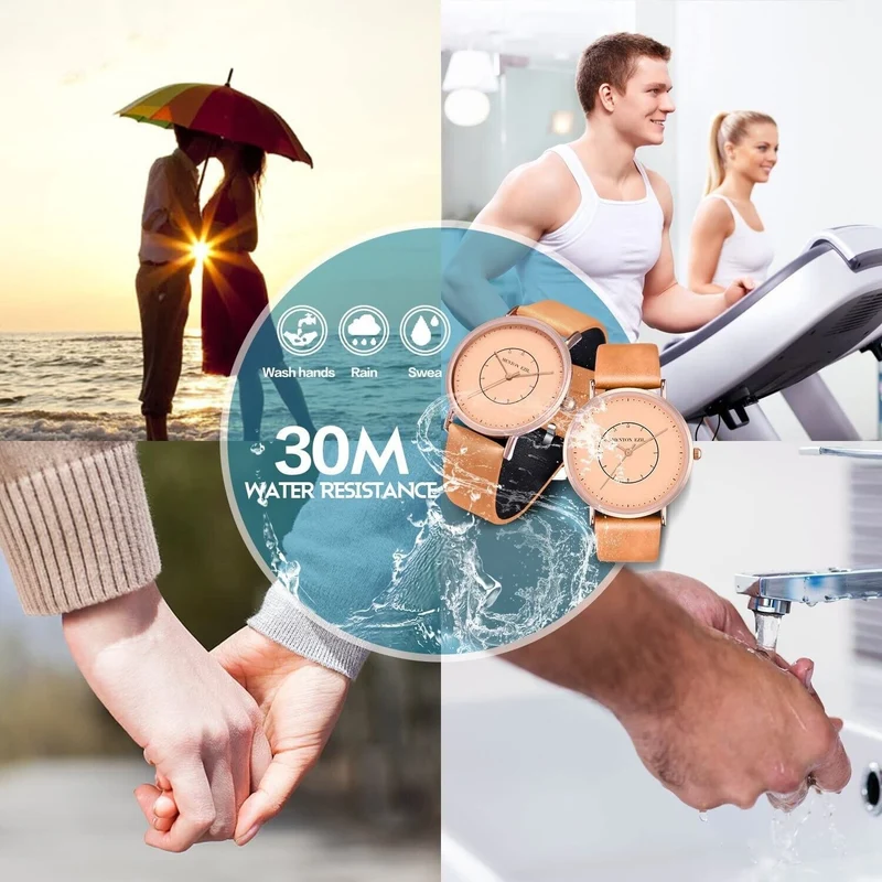 2 stück - Klassische Armbanduhr Paaruhren für Damen und Herren 3 ATM Wasserdic
