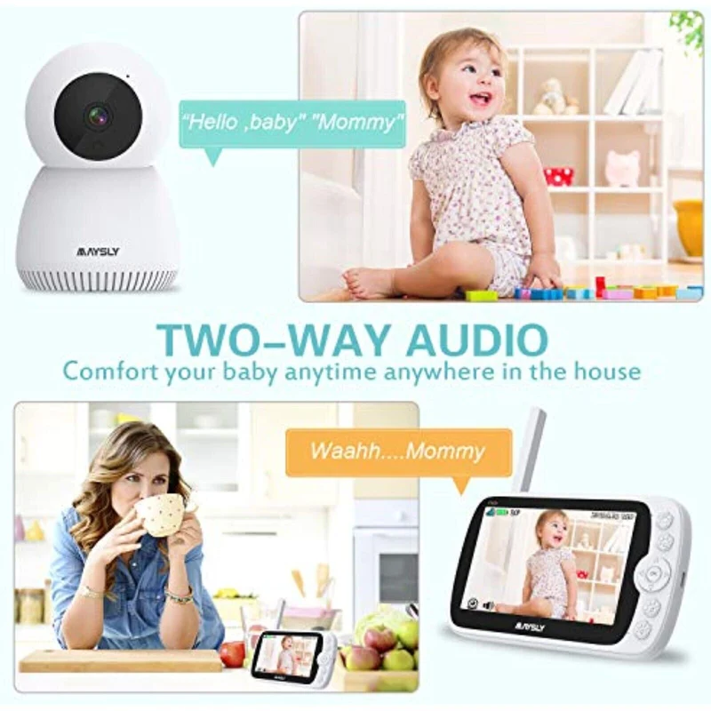 Video-Babyphone mit Kamera, 1080P Video Babyphone mit Kamera und Audio, 5,0"TFT