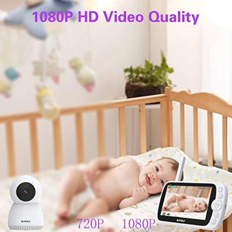 Video-Babyphone mit Kamera, 1080P Video Babyphone mit Kamera und Audio, 5,0"TFT