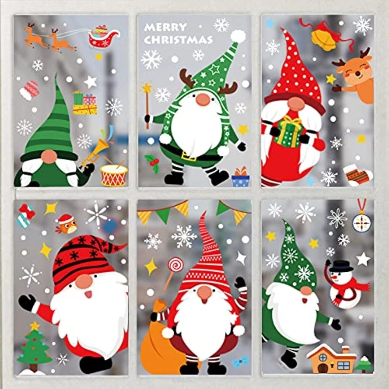10 Bögen Weihnachten Fensterbilder – Selbstklebende PVC Weihnachtsaufkleber, Wiederverwendbar, Für Fenster & Glatte Flächen