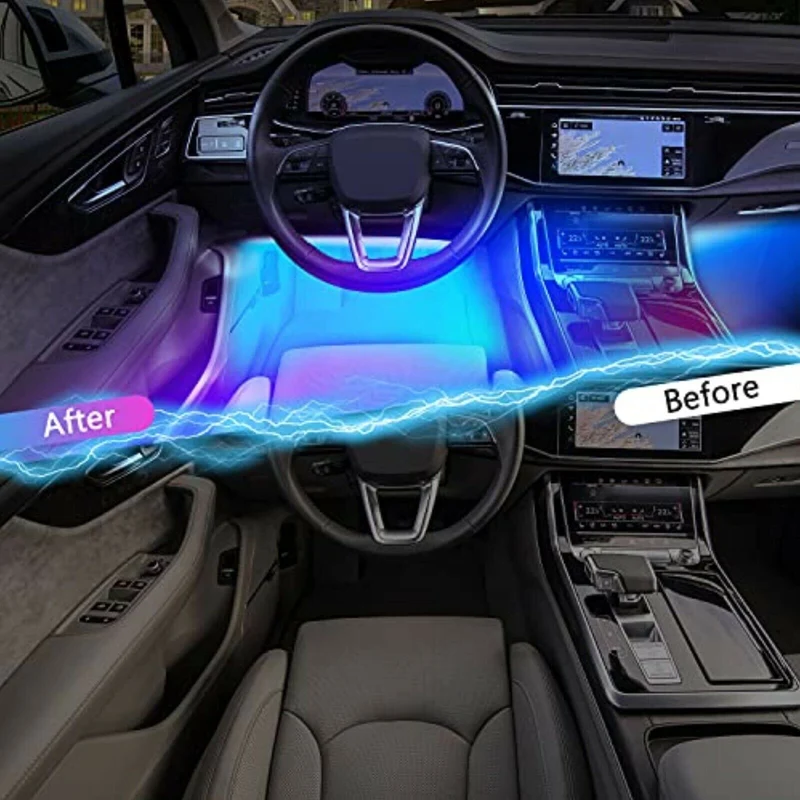 LED Innenbeleuchtung Auto, 4pcs 48 LED Auto LED Strip, Upgrade Zwei-Linien APP