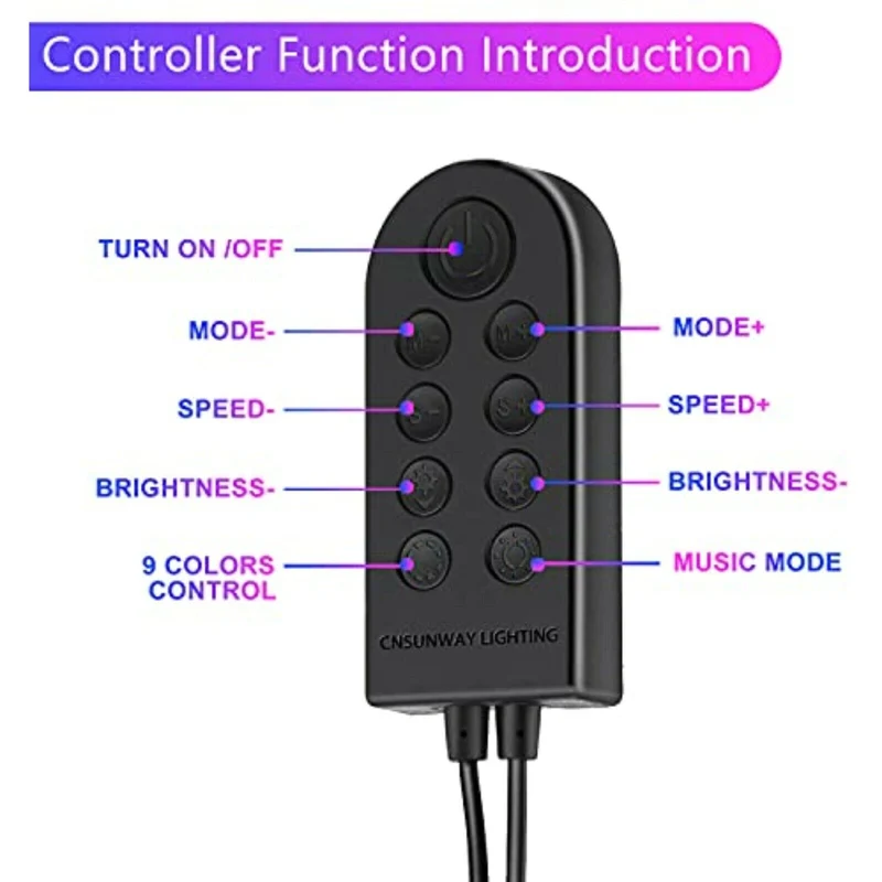 LED Innenbeleuchtung Auto, 4pcs 48 LED Auto LED Strip, Upgrade Zwei-Linien APP