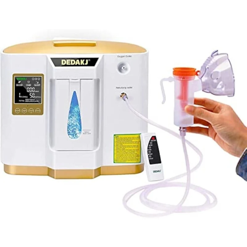 DEDAKJ Sauerstoffkonzentrator für Zuhause – 1–7 L/min einstellbar, 30–90% Sauerstoffreinheit, mit Fernbedienung & Zerstäubungsfunktion