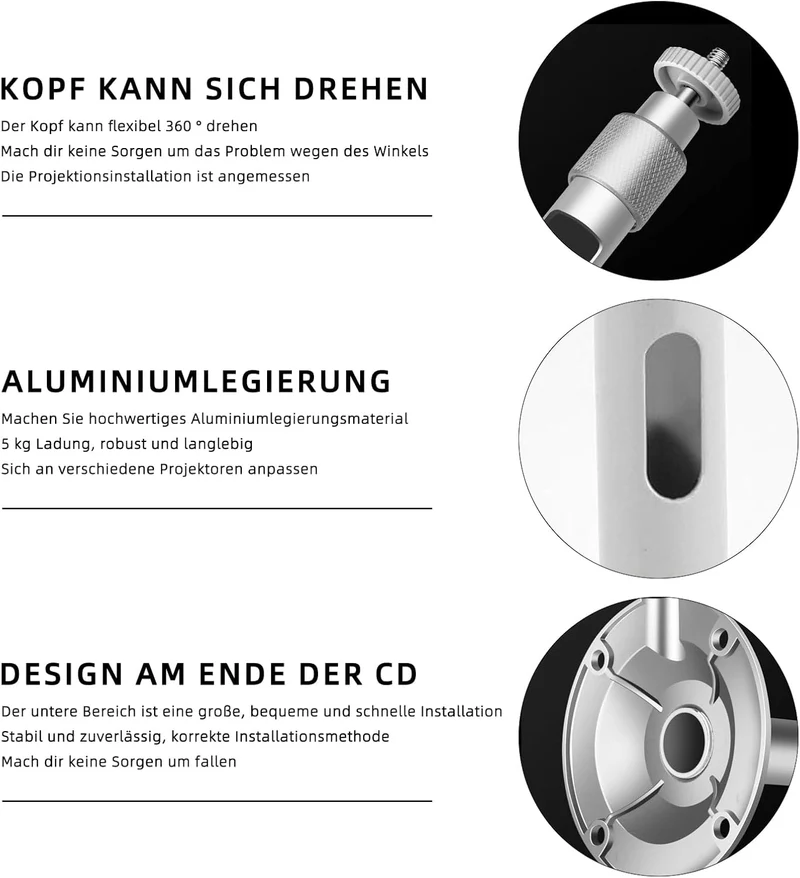 Universelle Projektorhalterung – Decken- & Wandmontage, verstellbar 20–40cm, bis 5kg