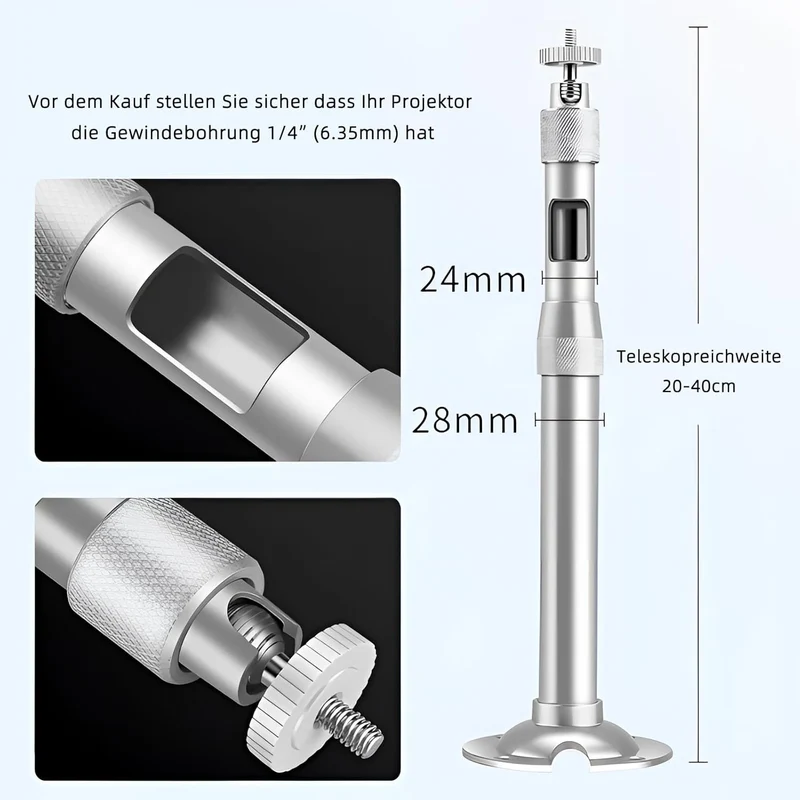 Universelle Projektorhalterung – Decken- & Wandmontage, verstellbar 20–40cm, bis 5kg