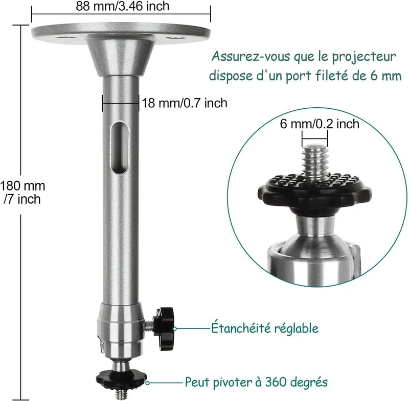 Universelle Projektorhalterung – Decken- & Wandmontage, verstellbar 20–40cm, bis 5kg