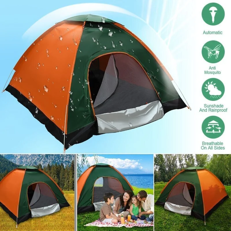 Camping Zelt 3-4 Personen Pop Up Kuppel Campingzelt,einfacher Aufbau Wurfzelt