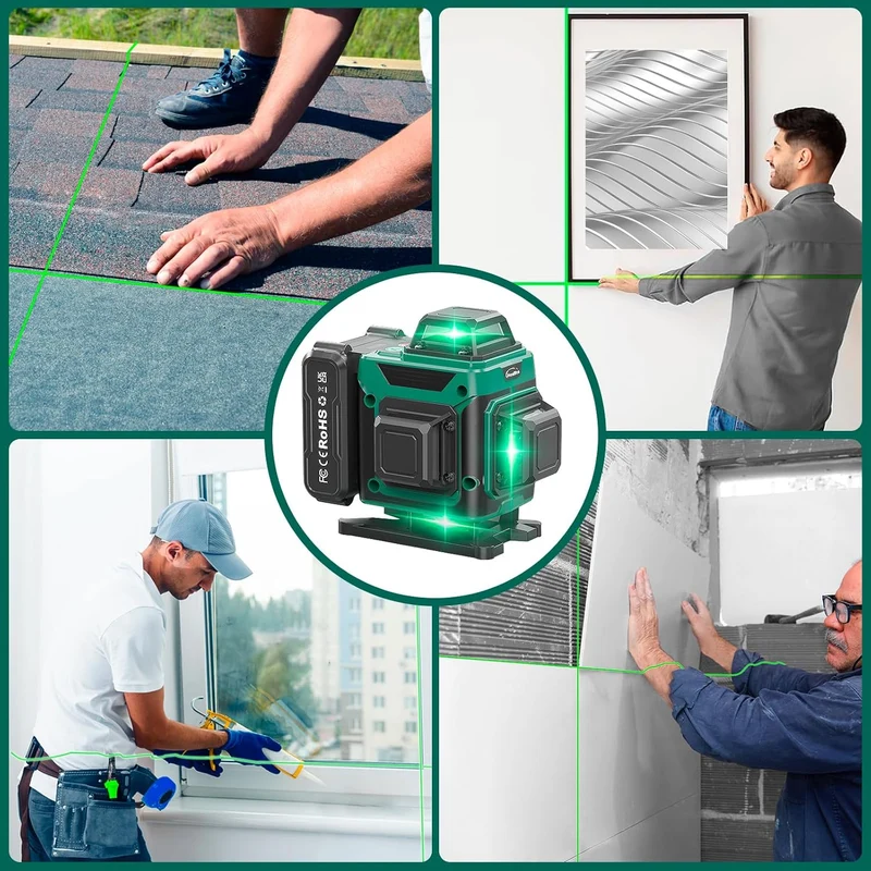 Kreuzlinienlaser 4D 16 Linien 360° Laser Wasserwaage Set Stativ Akku