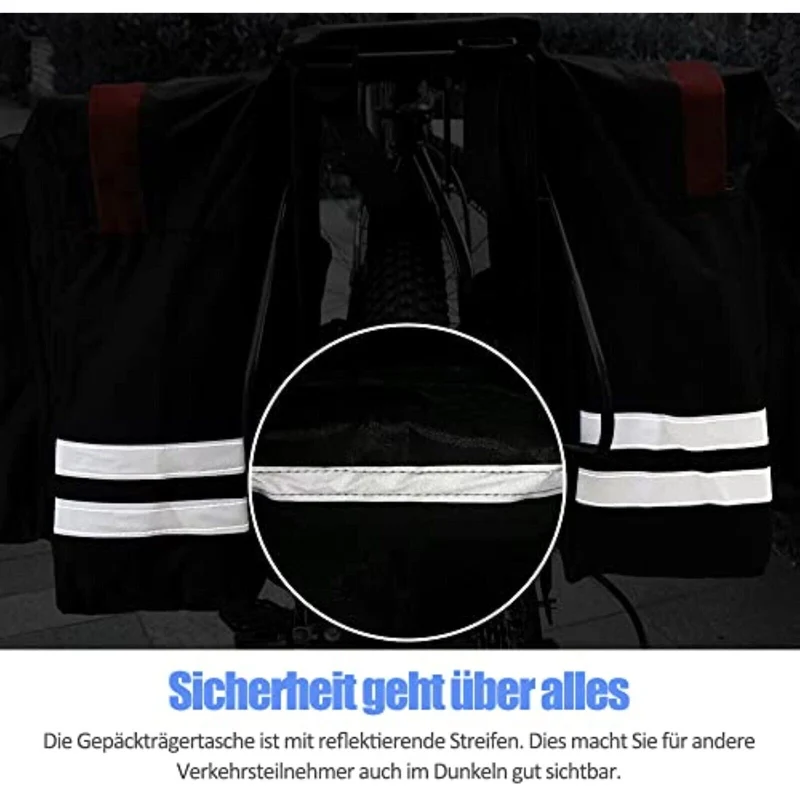 30L Fahrrad Gepäckträgertasche Doppeltasche – Wasserdichte Fahrradtasche für Gepäckträger mit Reflektoren