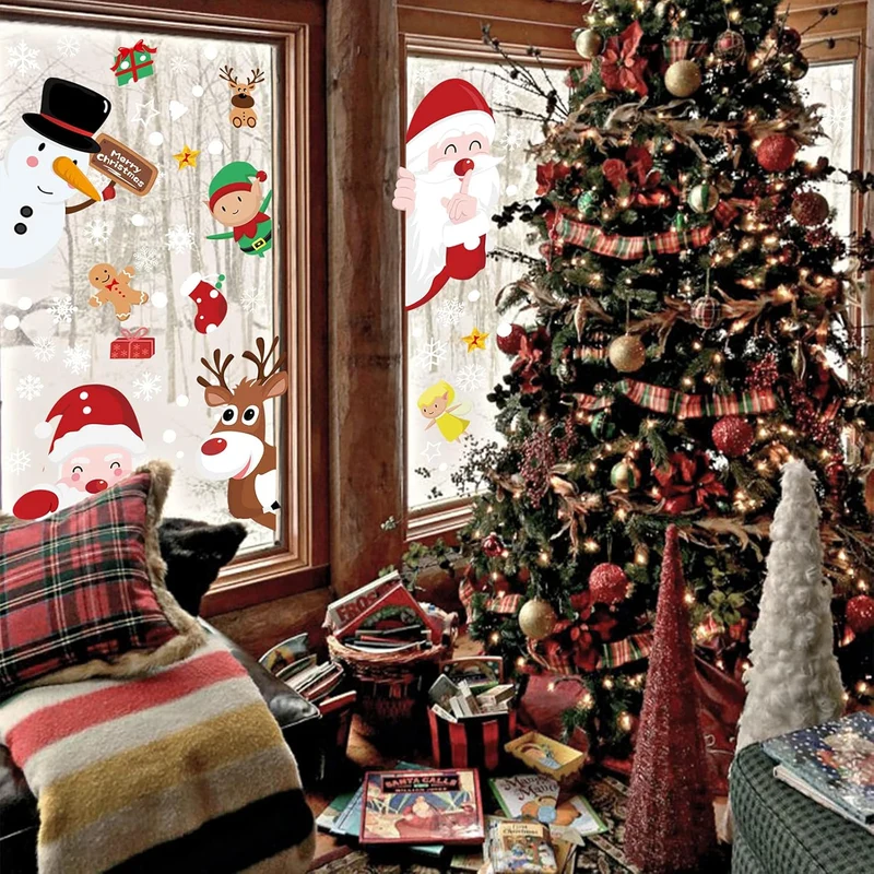 248 Stück Weihnachten Fensterbilder – Selbstklebende Schneeflocken Fenstersticker, 9 Bögen, Wiederverwendbar, Winter Fensterdeko