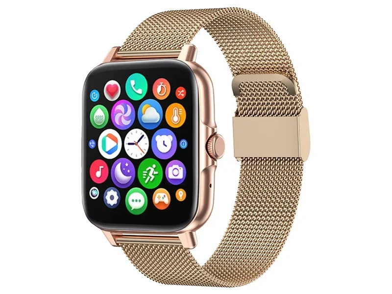 Smartwatch Damen Herren Bluetooth Telefonieren Sportuhr Fitness Tracker Gold 5907451378137