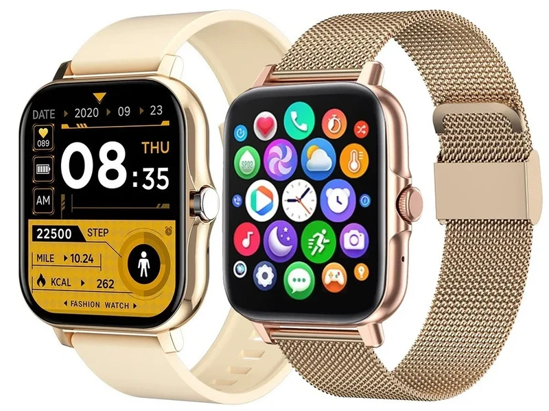 Smartwatch Damen Herren Bluetooth Telefonieren Sportuhr Fitness Tracker Gold 5907451378137
