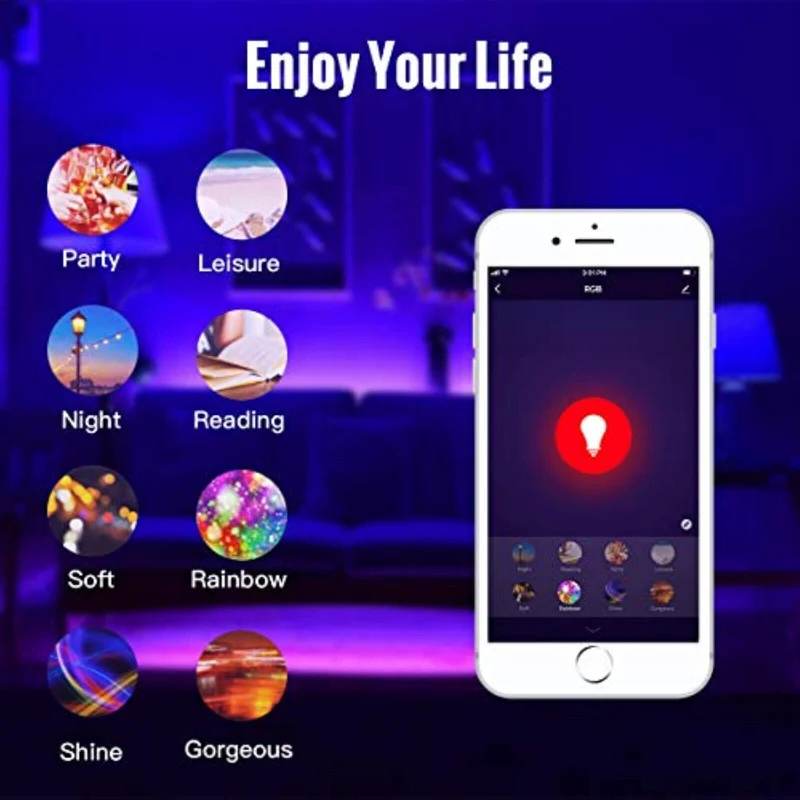 2 Stück x WLAN LED-Lampe E27 9W Birne Dimmbar App-Steuerung für Alexa Google