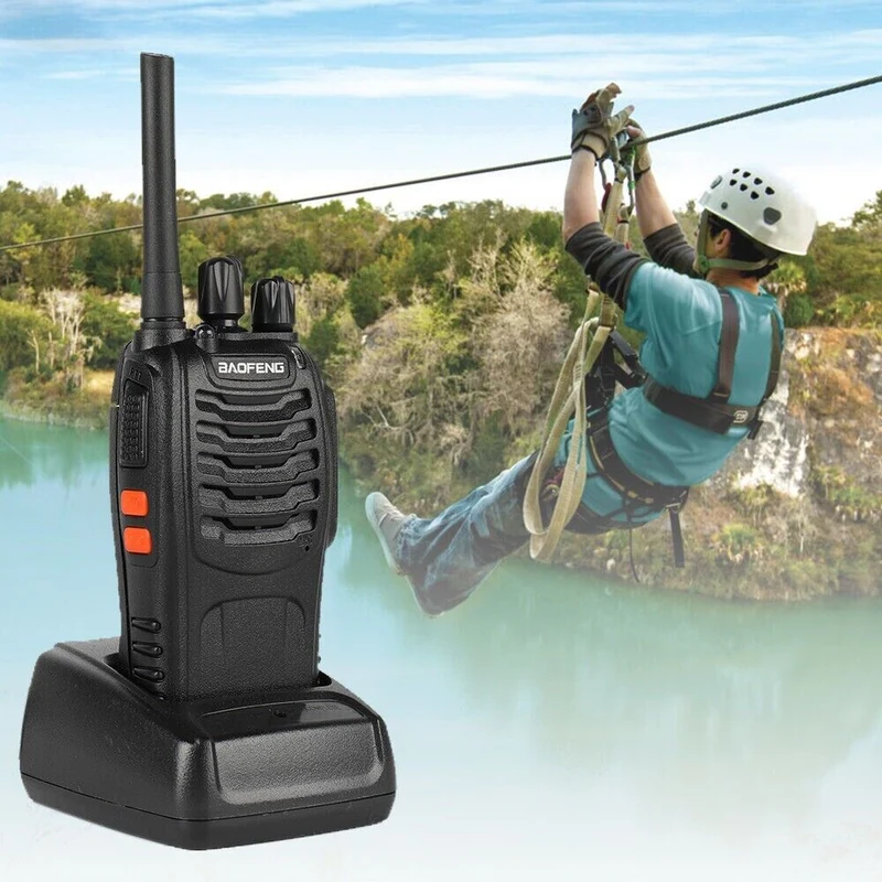 Walkie Talkie 4er Set PMR446 – Wiederaufladbare Funkgeräte mit 16 Kanälen, USB-Ladung, VOX und Headsets