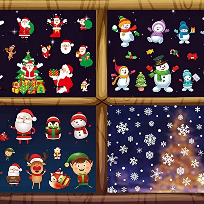 154 Stück Weihnachten Schneeflocken Fensterbilder – Selbsthaftende Fenstersticker, 8 Bögen, Weiß, Statische Haftung