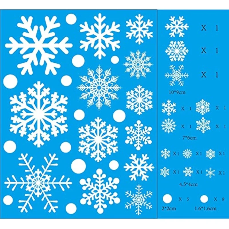 154 Stück Weihnachten Schneeflocken Fensterbilder – Selbsthaftende Fenstersticker, 8 Bögen, Weiß, Statische Haftung