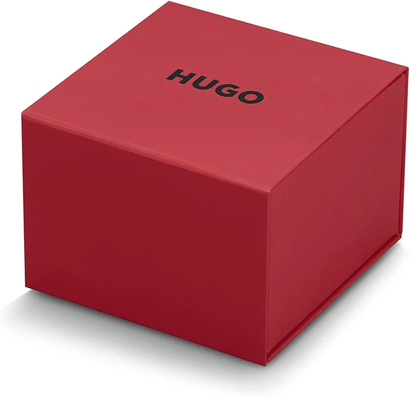 HUGO Analog Herren Armbanduhr Quarz mit Schwarzes Edelstahl schwarz Quarz-Uhrwer