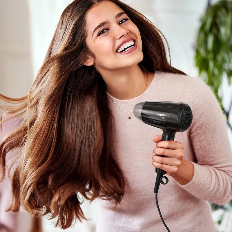 Philips BHC010/10 Haartrockner – 1200W Kompakter Reisefön mit Klappgriff, 3 Heizstufen & Kaltluftfunktion – Schwarz