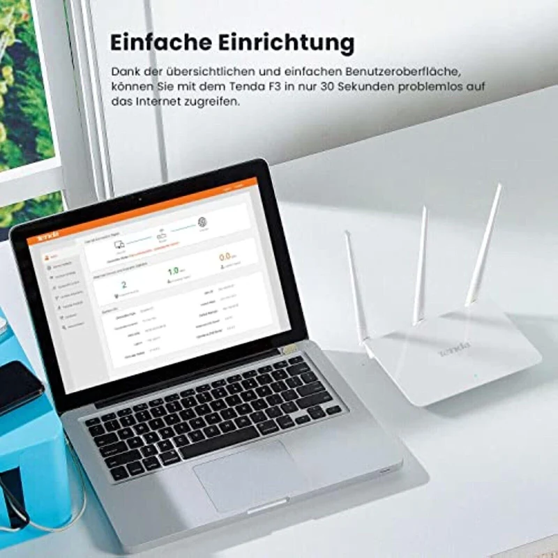 Tenda F3 N300 WLAN Router – 300 Mbit/s, 2,4 GHz, 3 x 5 dBi Antennen, Access Point & Kindersicherung