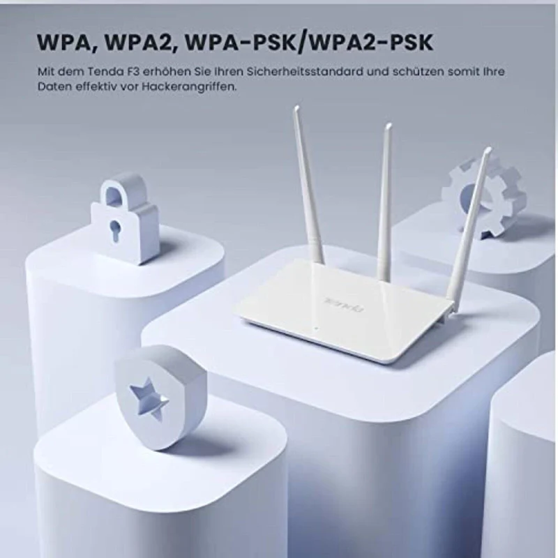 Tenda F3 N300 WLAN Router – 300 Mbit/s, 2,4 GHz, 3 x 5 dBi Antennen, Access Point & Kindersicherung