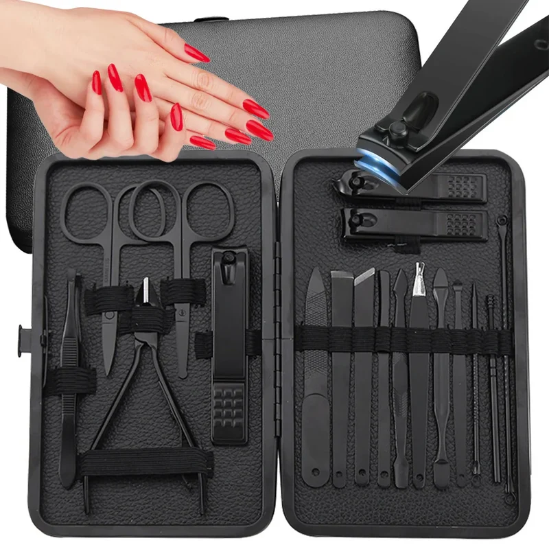 Maniküre Set 18-teilig – Nagelpflege Set mit Nagelknipser, Schere und Etui 5907451375853