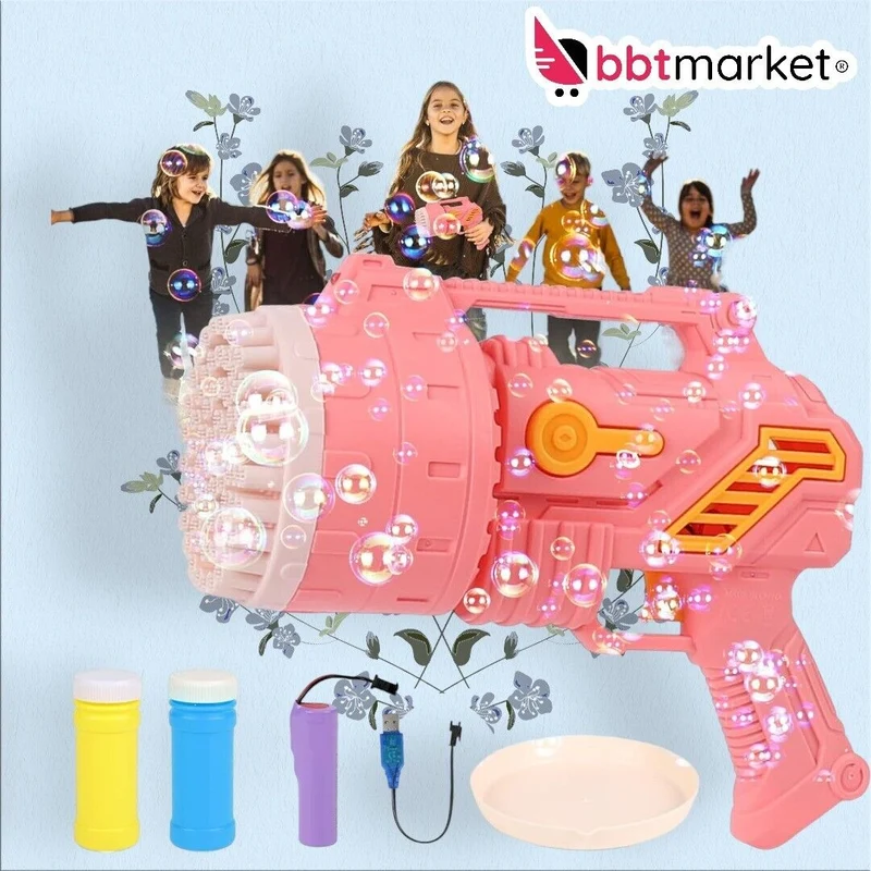 Elektrische Gatling Bubble Seifenblasenpistole Seifenblasenmaschine mit 69-Loch