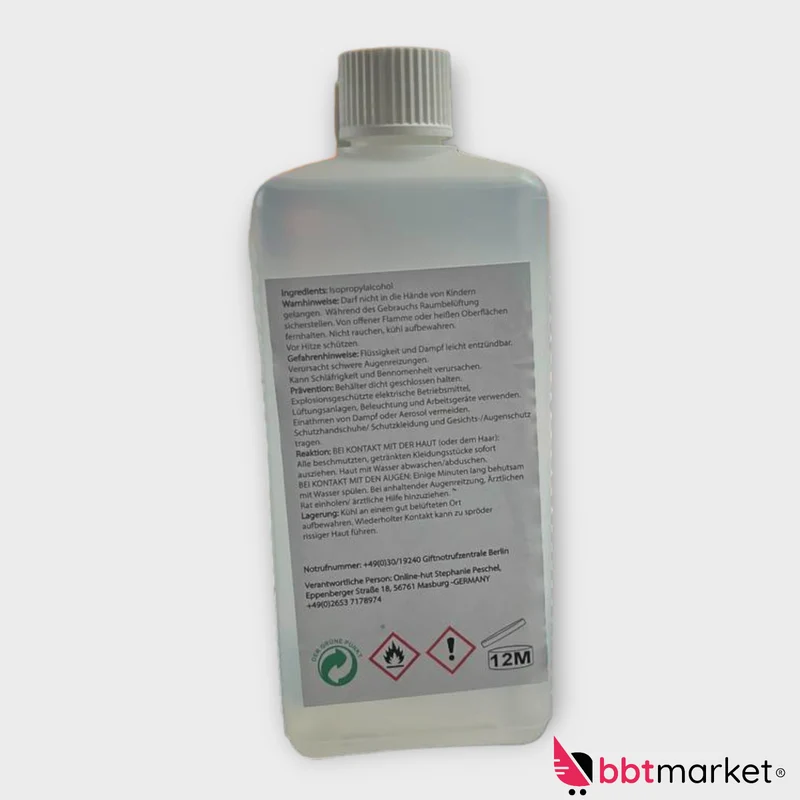 Online-Hut - Isopropanol - Klar - 99% - 500 ml neu