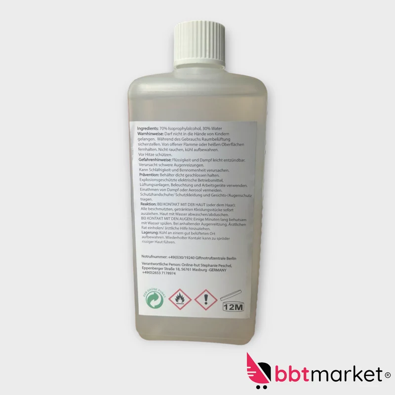 Online-Hut - Isopropanol - Klar - 70% - 500 ml neu