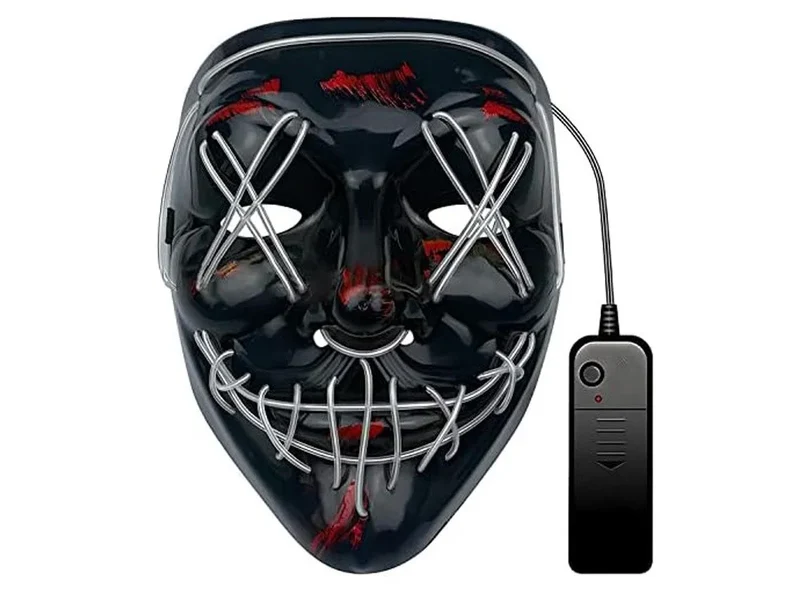 Halloween LED Purge Maske – Leuchtende Horror-Party Maske für Karneval, Cosplay & Festivals ---