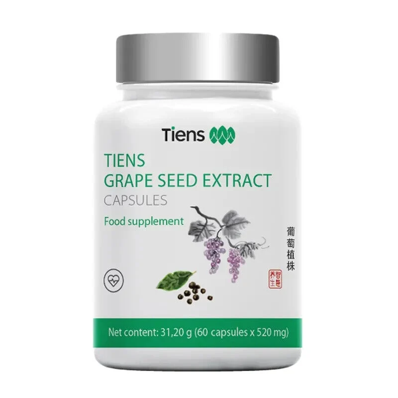 Tiens Traubenkernextrakt Vitamin C - 60 Kapseln - GRAPE SEED EXTRACT FOOD - Antioxidative Unterstützung für Gesundheit und Vitalität Verfallsdatum: 31.05.2026