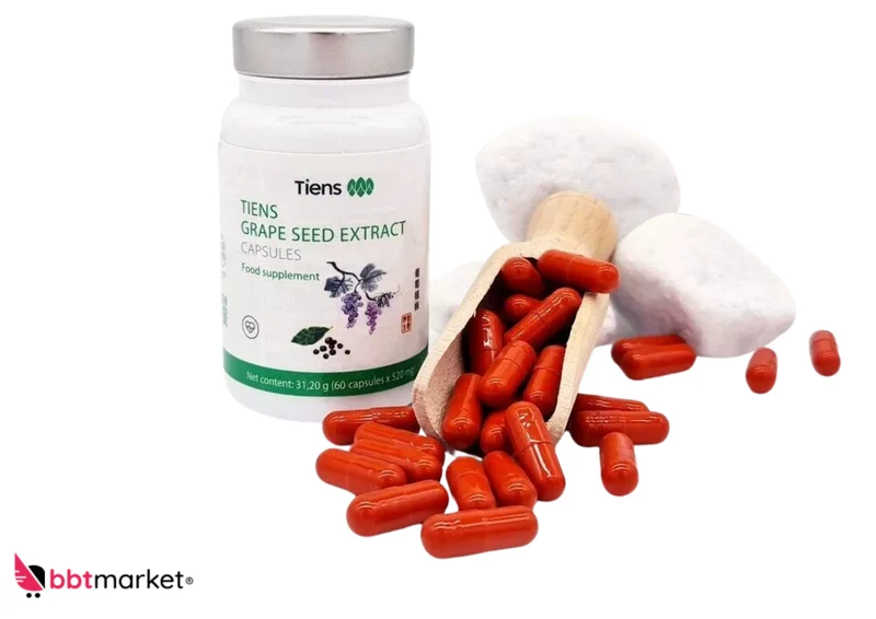Tiens Traubenkernextrakt Vitamin C - 60 Kapseln - GRAPE SEED EXTRACT FOOD - Antioxidative Unterstützung für Gesundheit und Vitalität Verfallsdatum: 31.05.2026
