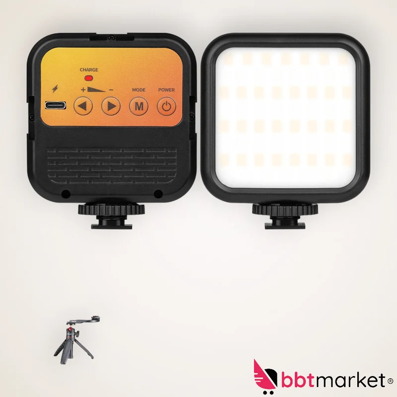 LED Kamera Video Handy Selfie Licht, 1800mAh Videoleuchte Mit Telefonclip Kamera